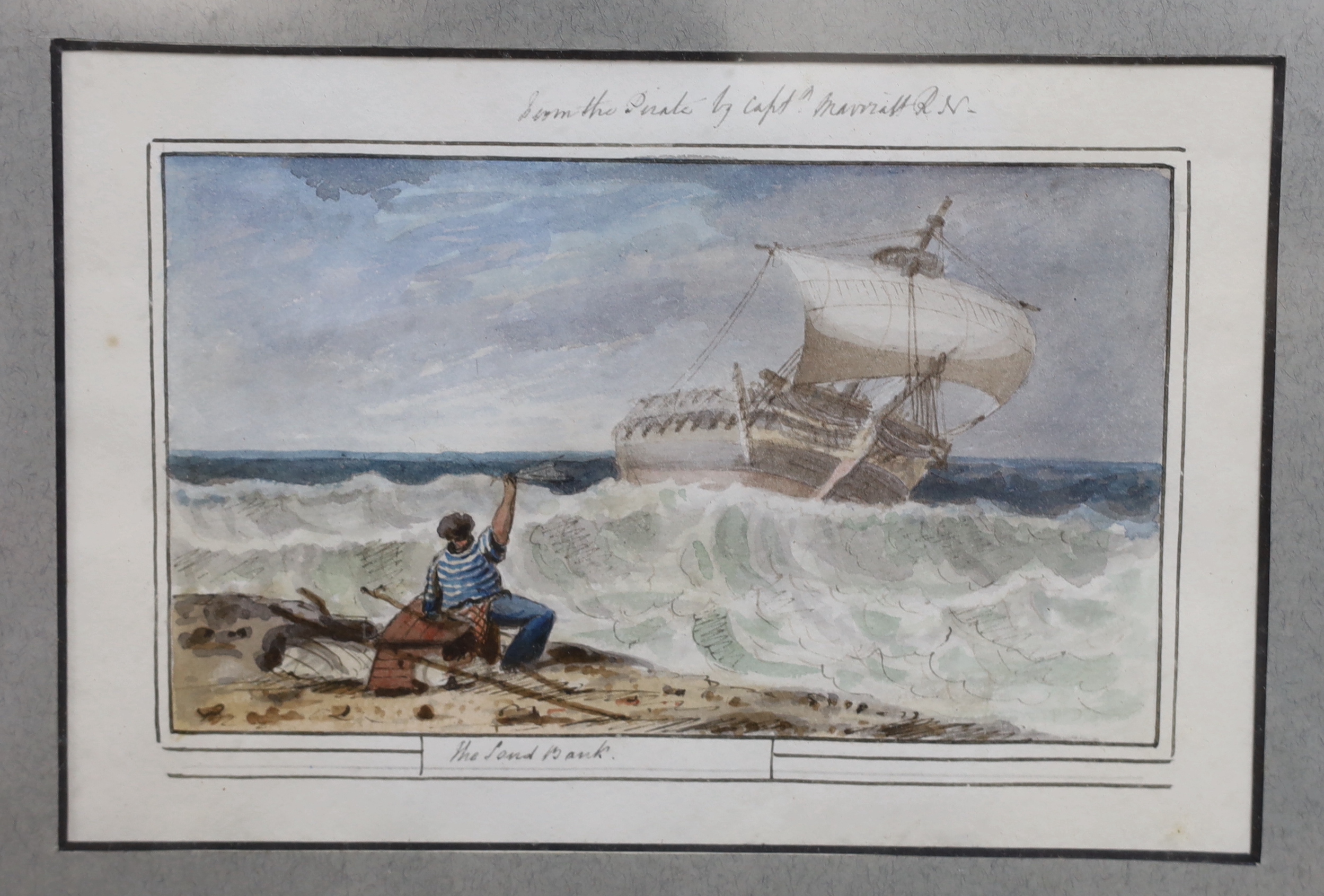 Lieutenant Edward Bampfylde Eagles (19th. C) set of three watercolours comprising, ‘Leaving the Circapian’, ‘The Bay of Biscay’ & ‘The Sand Bank’, each inscribed, 10 x 16cm